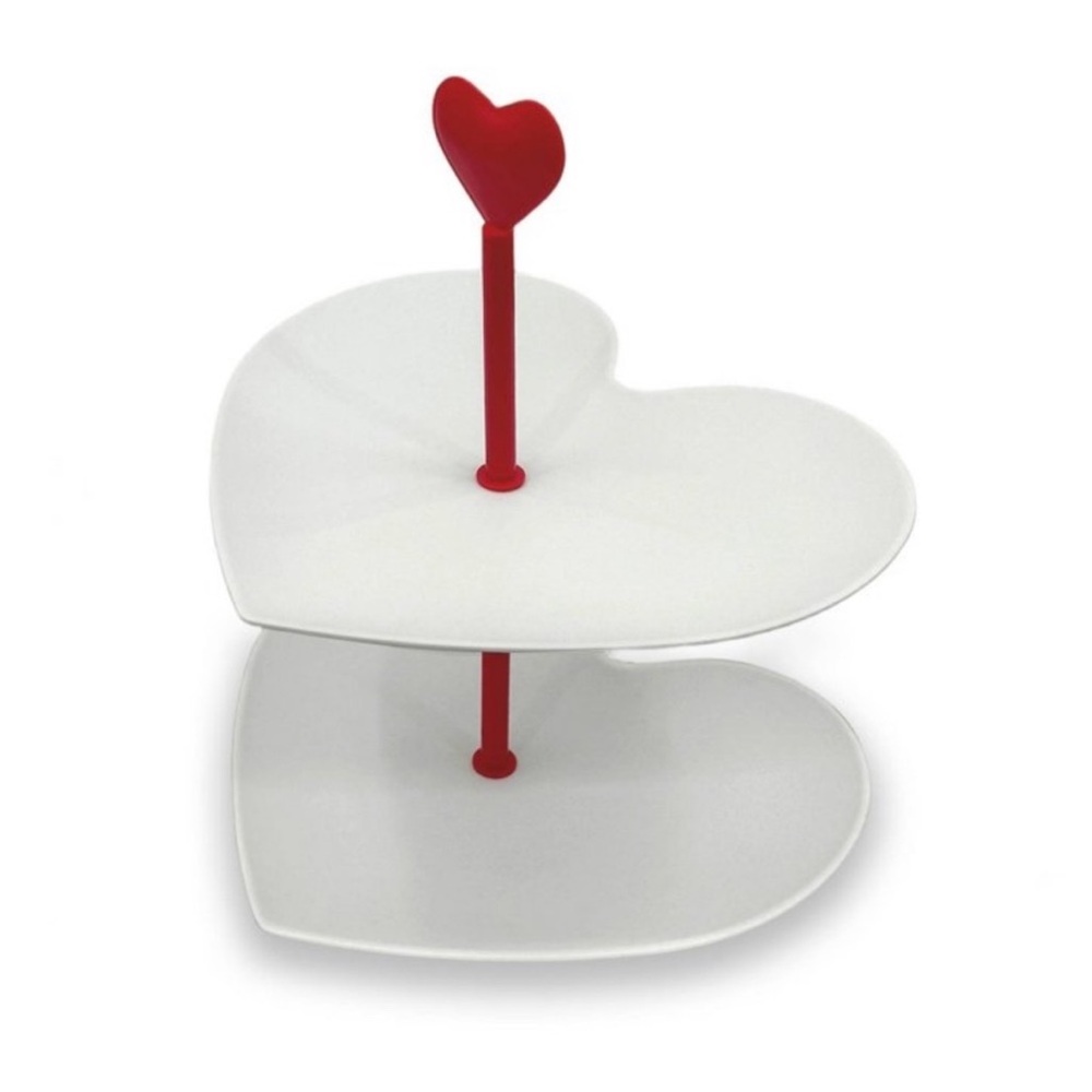NWT Target Bullseye Playground Heart-Shaped Two-Tier Cake Stand White & Red